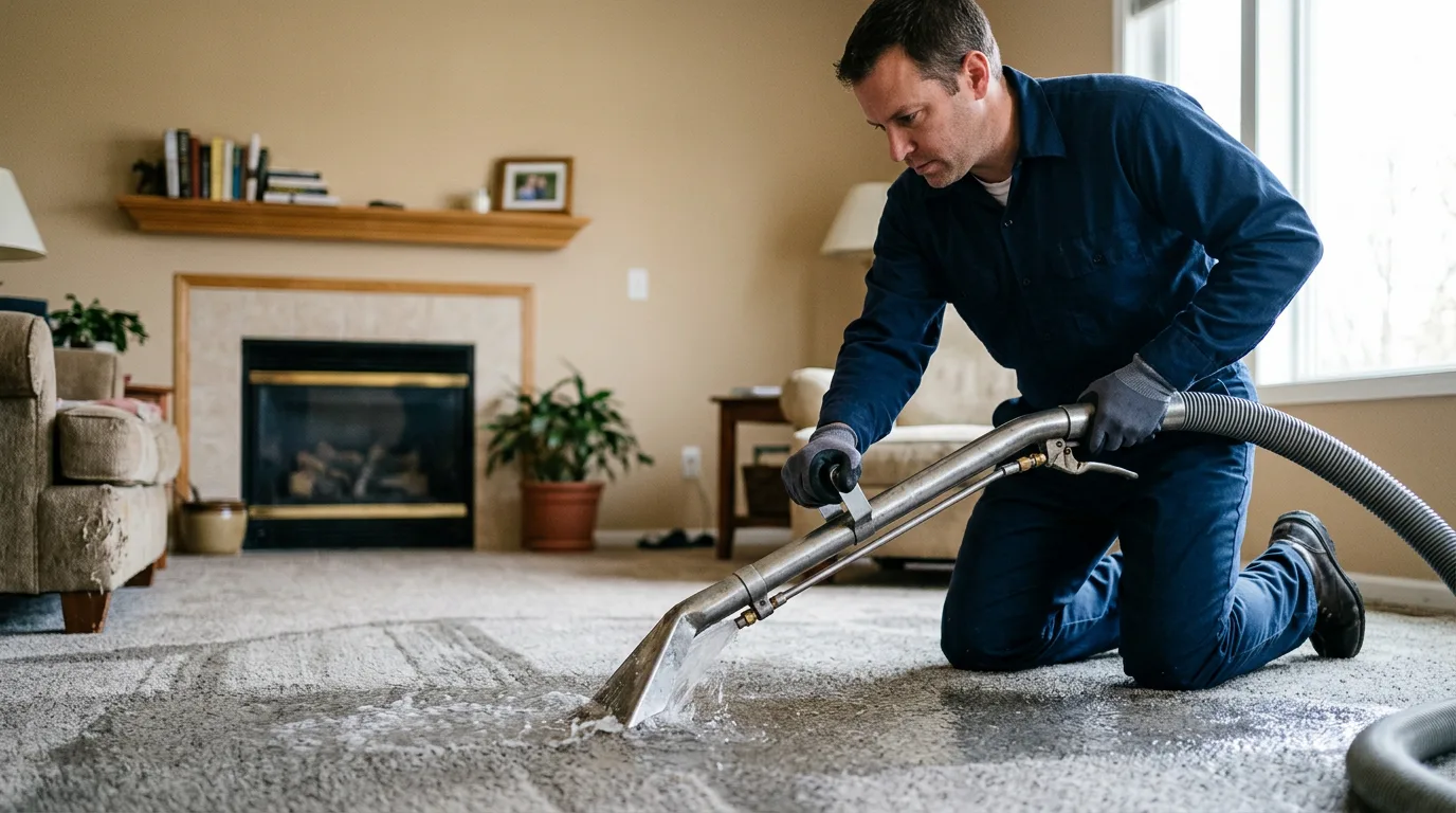 Water damage restoration technician working near Moriches, NY